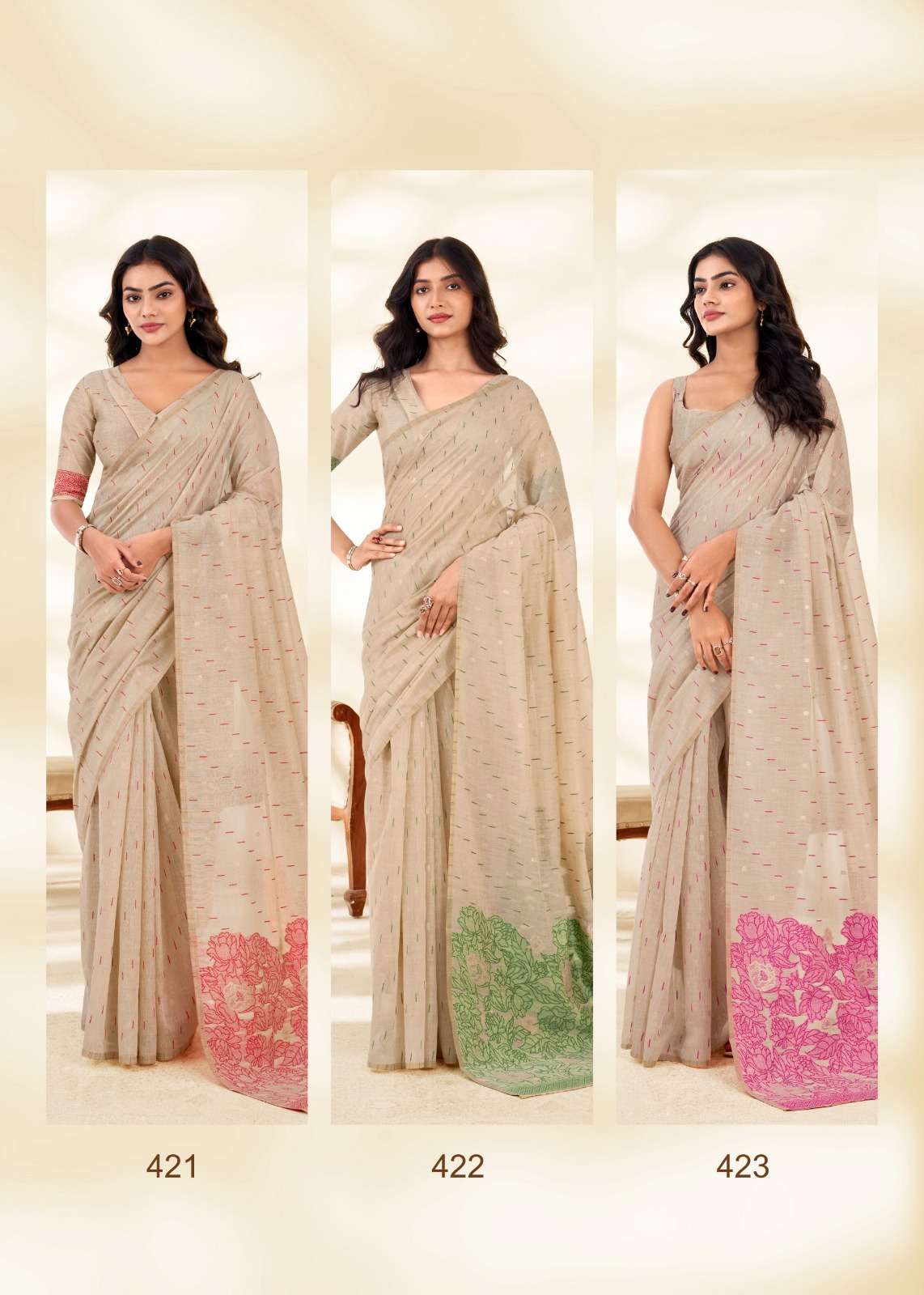 Rajpath Cream Silk Modal Cotton Saree - Amrah Wholesale
