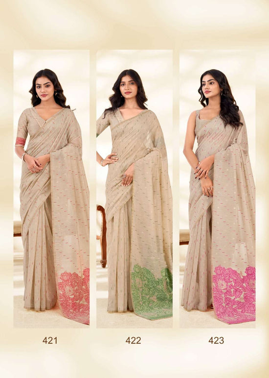 Rajpath Cream Silk Modal Cotton Saree - Amrah Wholesale