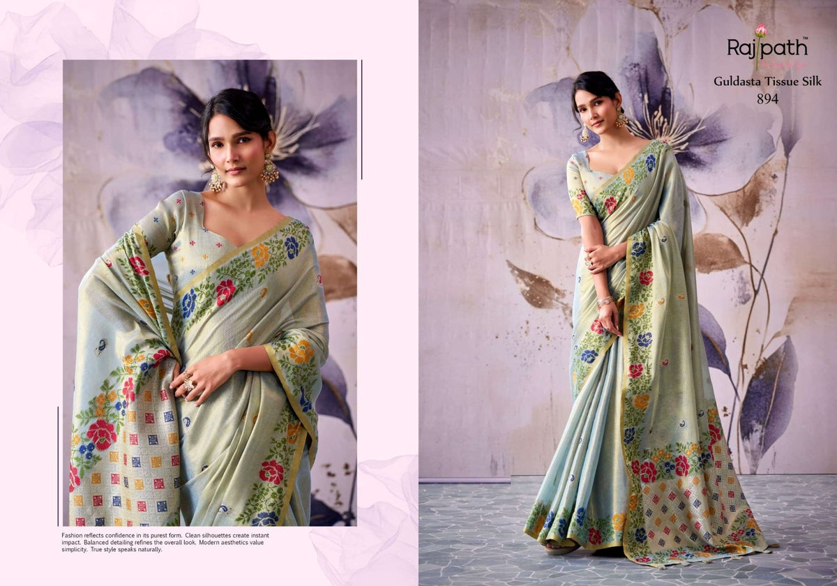 RAJPATH GULDASTA Tissue Silk Printed Saree - Amrah Wholesale
