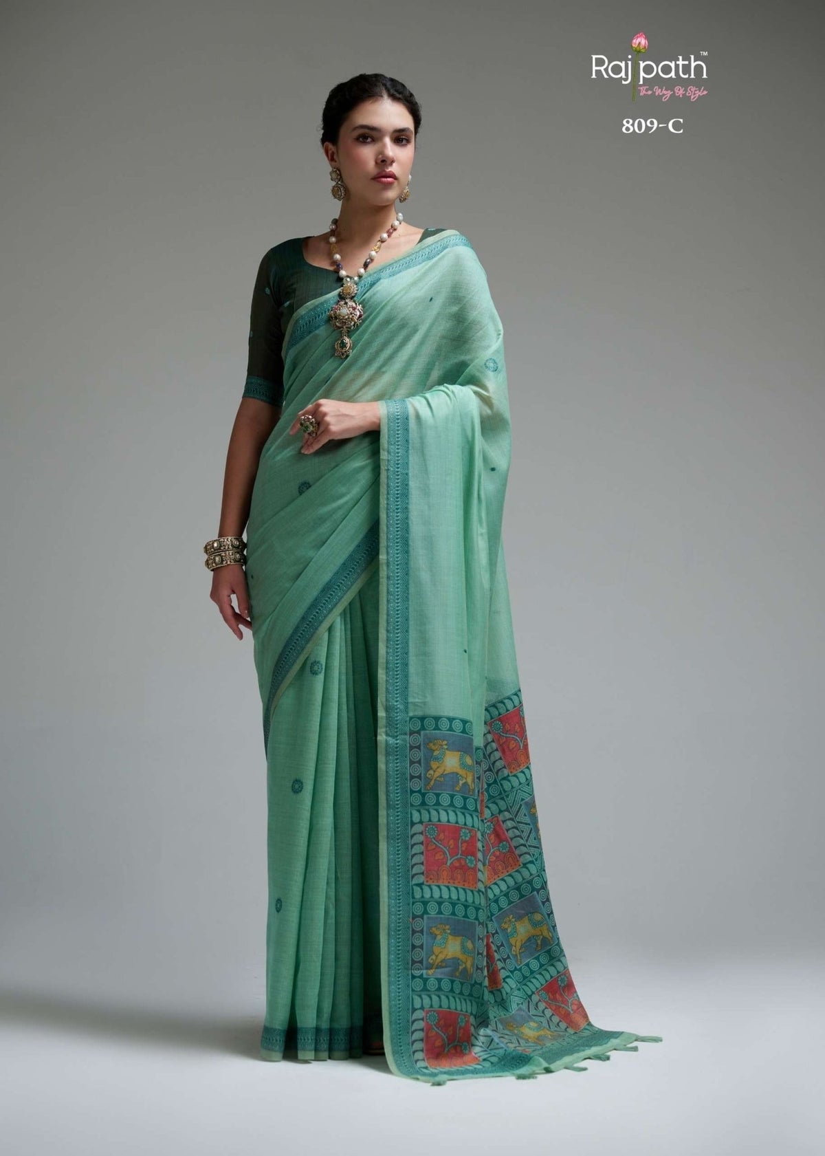 RAJPATH JAMDANI COTTON VOL-4 Premium Cotton Printed Saree - Amrah Wholesale