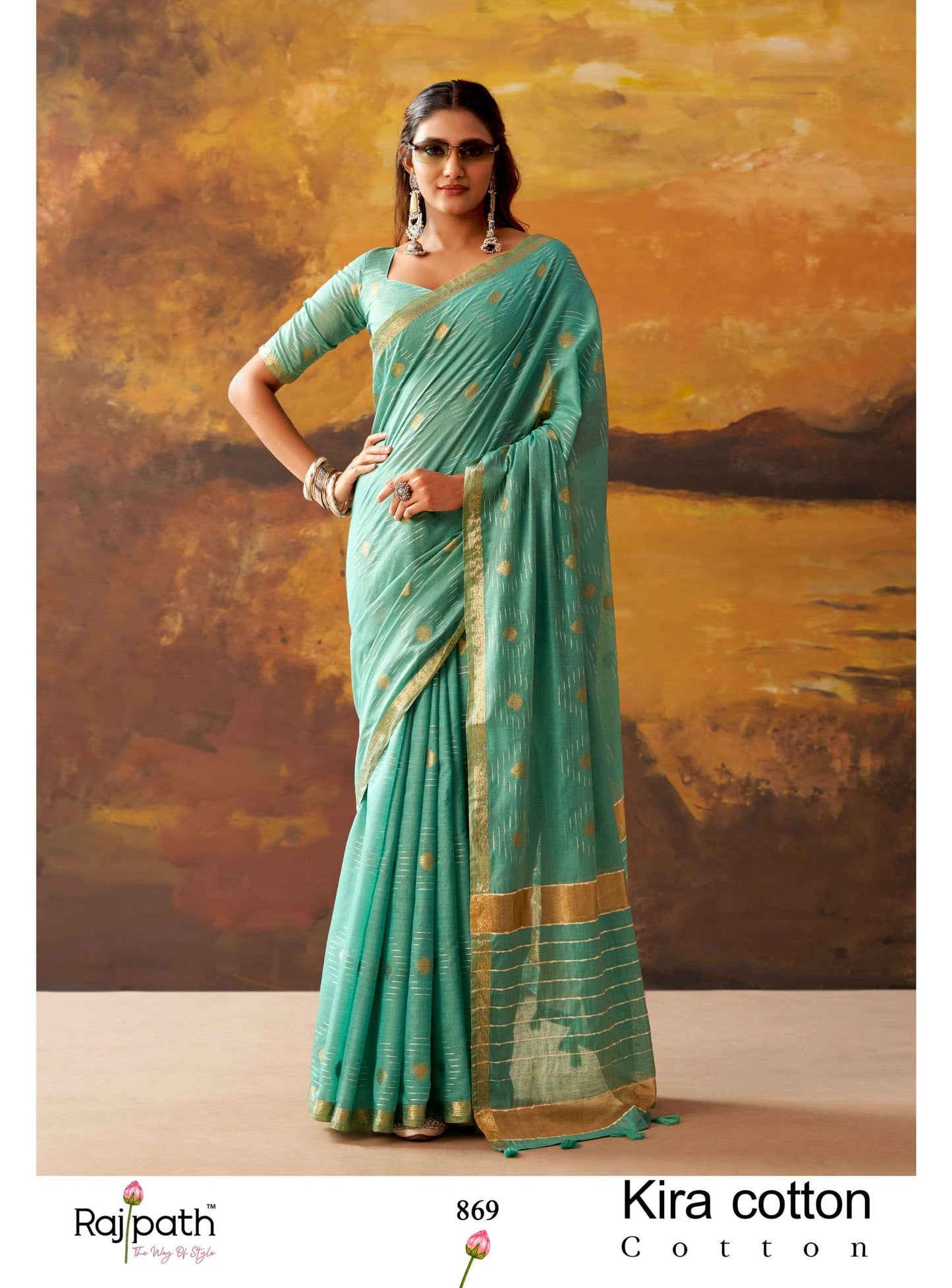 RAJPATH KIRA Cotton Printed Premium Saree