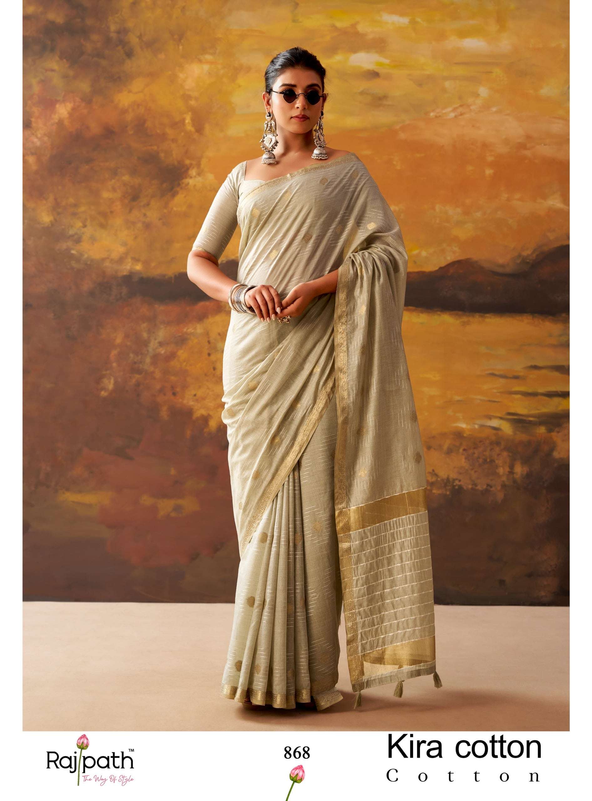 RAJPATH KIRA Cotton Printed Premium Saree