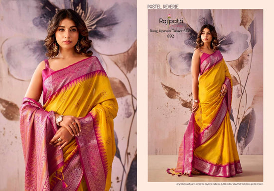 RAJPATH RANG UPAVAN Tissue Silk Printed Saree
