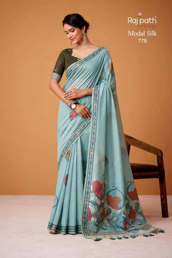 RAJPATH SILVER PEARLS Cotton Saree with Running Work Blouse Wholesale Surat