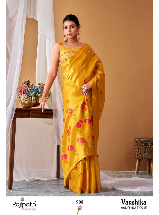 RAJPATH VANSHIKA 906–911 Tissue Silk Printed Saree - Amrah Wholesale