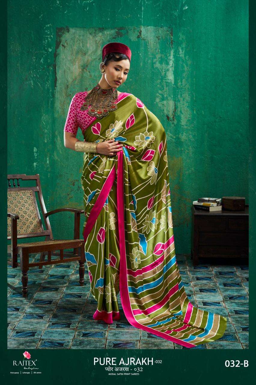 RAJTEX AJRAKH VOL-32 Modal Satin Ajrakh Printed Saree
