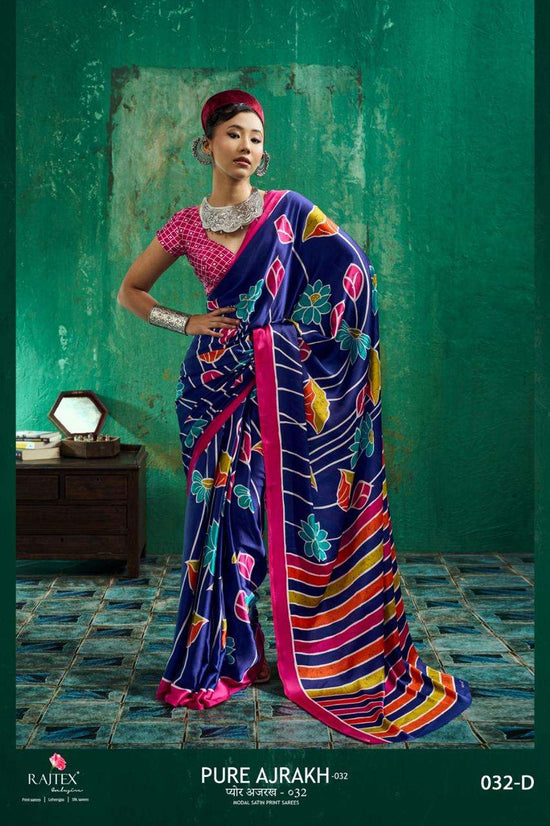 RAJTEX AJRAKH VOL-32 Modal Satin Ajrakh Printed Saree