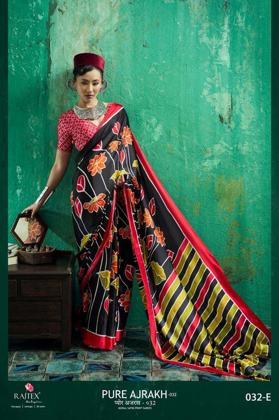 RAJTEX AJRAKH VOL-32 Modal Satin Ajrakh Printed Saree