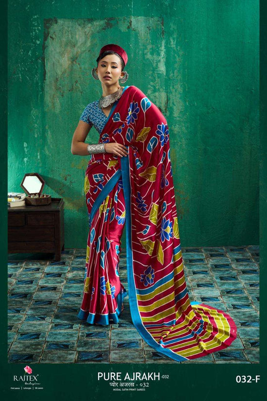 RAJTEX AJRAKH VOL-32 Modal Satin Ajrakh Printed Saree