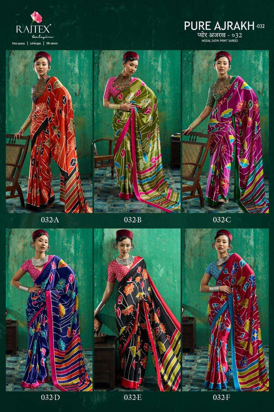 RAJTEX AJRAKH VOL-32 Modal Satin Ajrakh Printed Saree