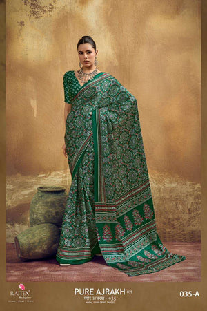 Rajtex Ajrakh Vol-35 Modal Satin Printed Saree Set