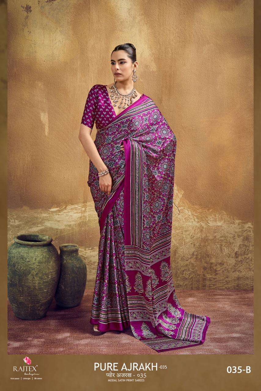 Rajtex Ajrakh Vol-35 Modal Satin Printed Saree Set