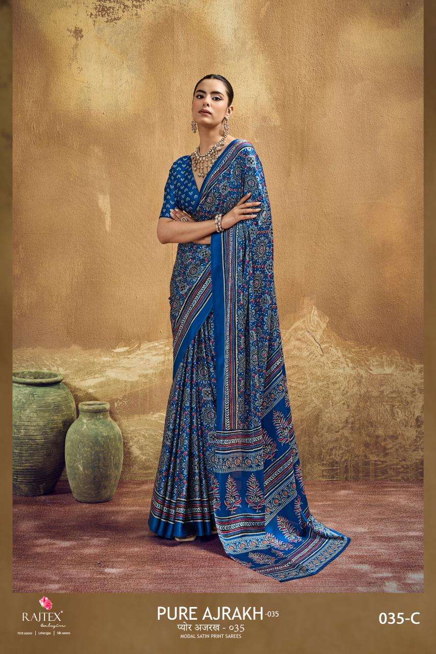 Rajtex Ajrakh Vol-35 Modal Satin Printed Saree Set
