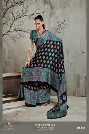 Rajtex Ajrakh Vol-58 Modal Satin Ajrakh Printed Saree