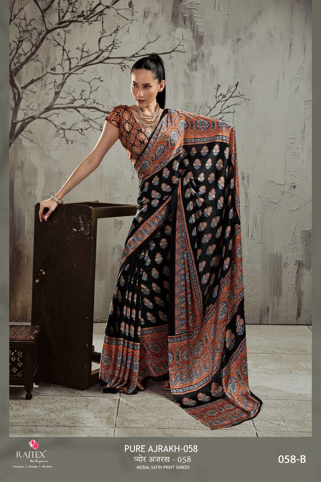Rajtex Ajrakh Vol-58 Modal Satin Ajrakh Printed Saree