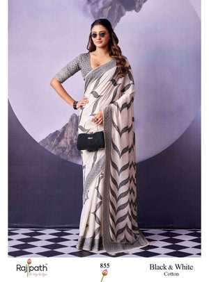 RAJTEX BLACK AND WHITE 855 TO 861 Cotton Printed Premium Sarees - Amrah Wholesale
