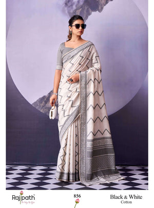 RAJTEX BLACK AND WHITE 855 TO 861 Cotton Printed Premium Sarees - Amrah Wholesale