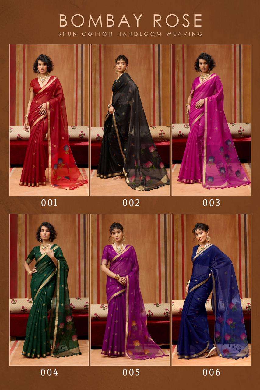 Rajtex Bombay Rose Pure Cotton Running Work Saree Collection