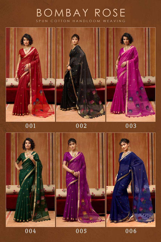 Rajtex Bombay Rose Pure Cotton Running Work Saree Collection