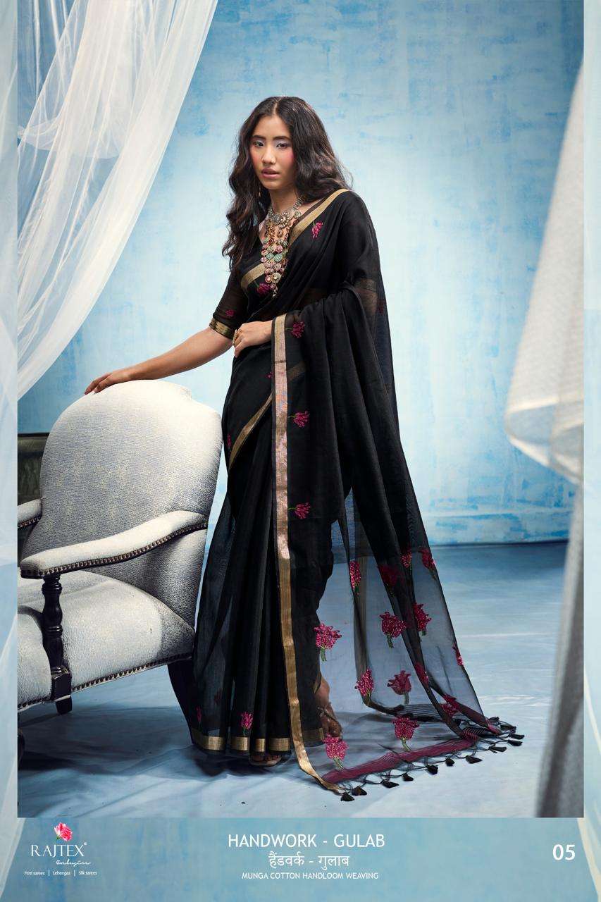 RAJTEX GULAB Munga Cotton Handloom Printed Saree