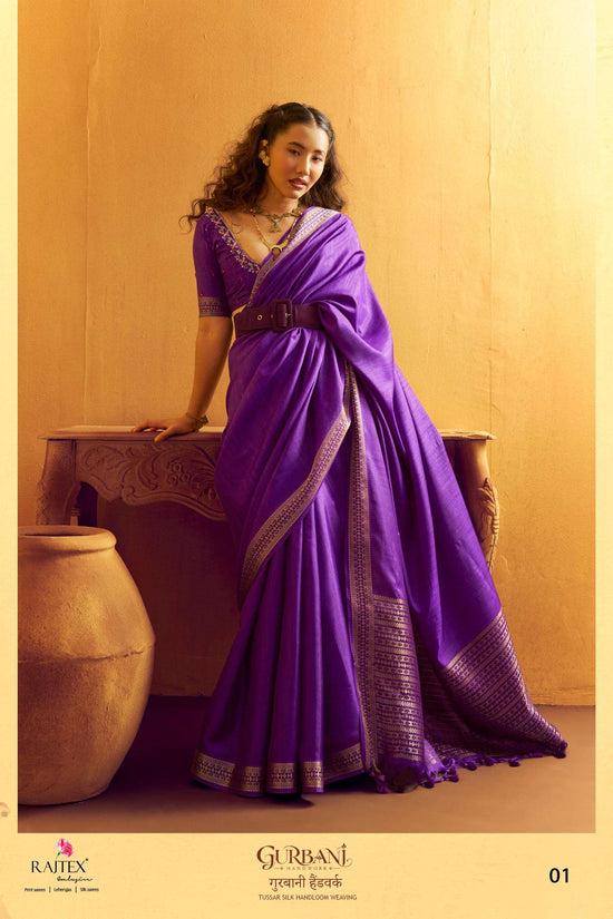 Rajtex Gurbani Tussar Silk Festive Wear Printed Saree