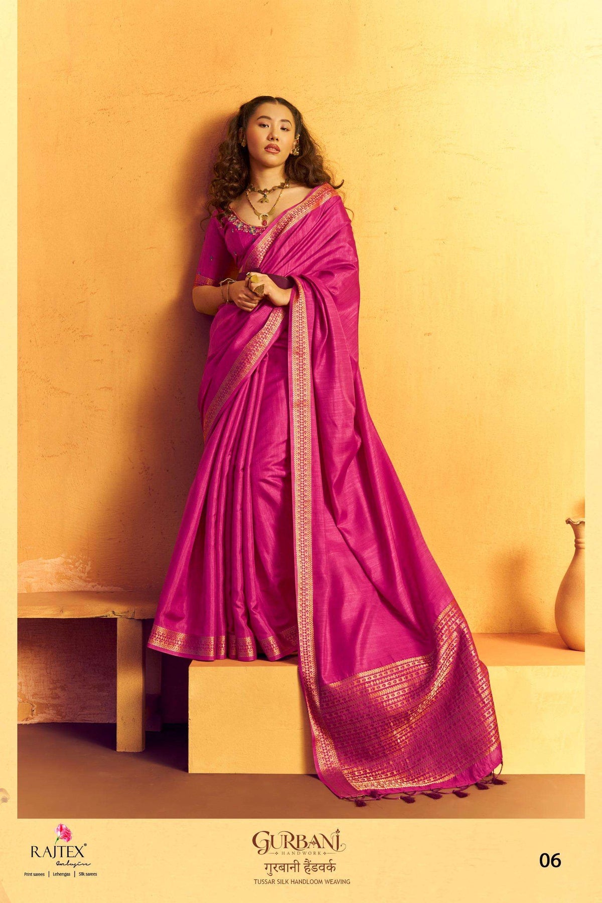Rajtex Gurbani Tussar Silk Festive Wear Printed Saree