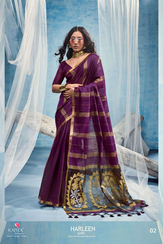 Rajtex Harleen Munga Cotton Printed Sarees