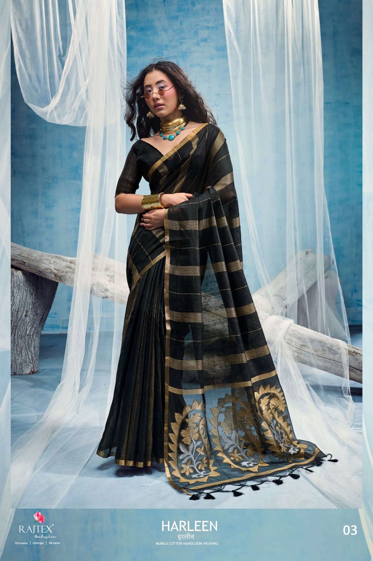 Rajtex Harleen Munga Cotton Printed Sarees