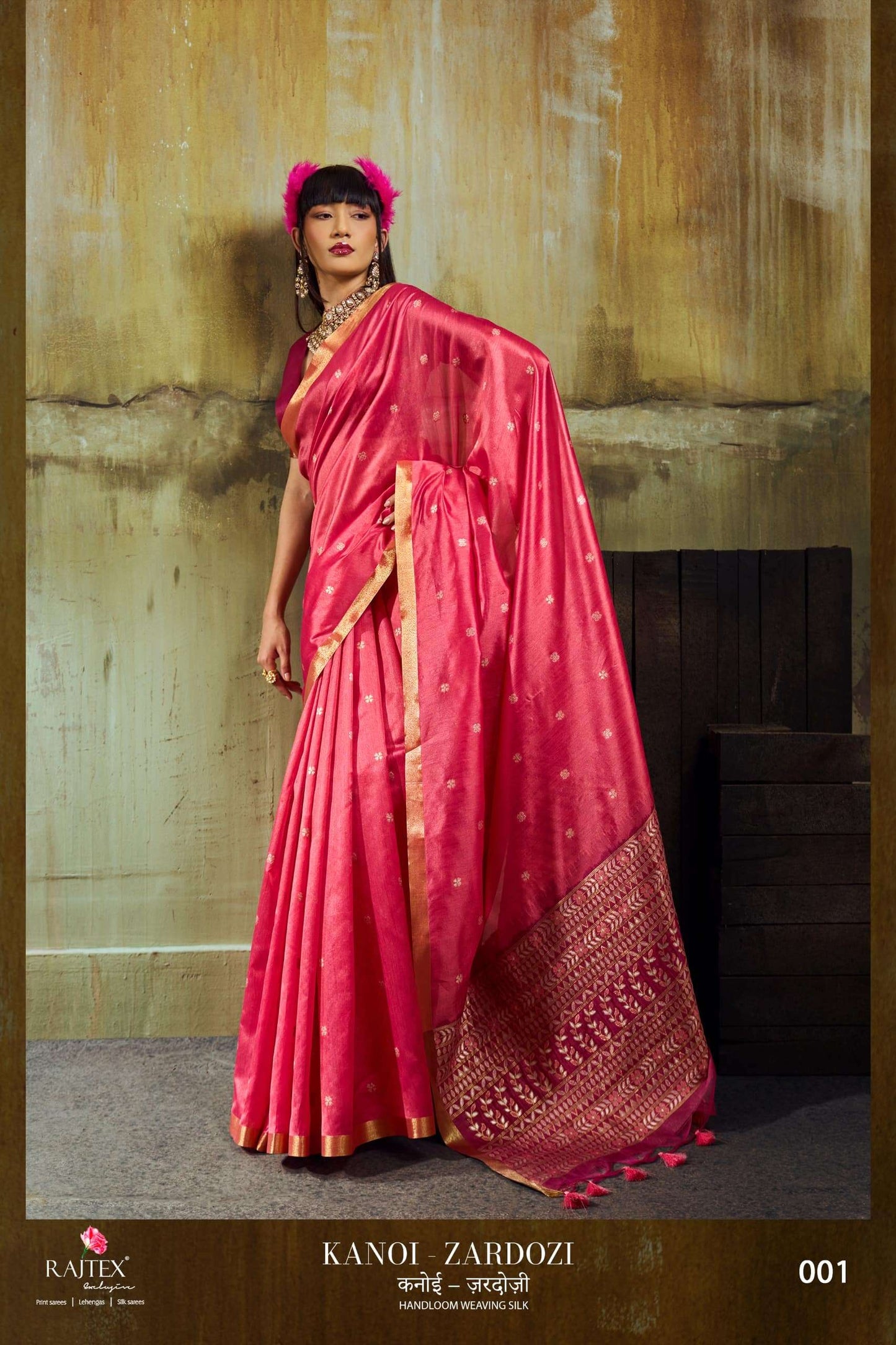 Rajtex Kanoi Zardosi Tussar Silk Saree