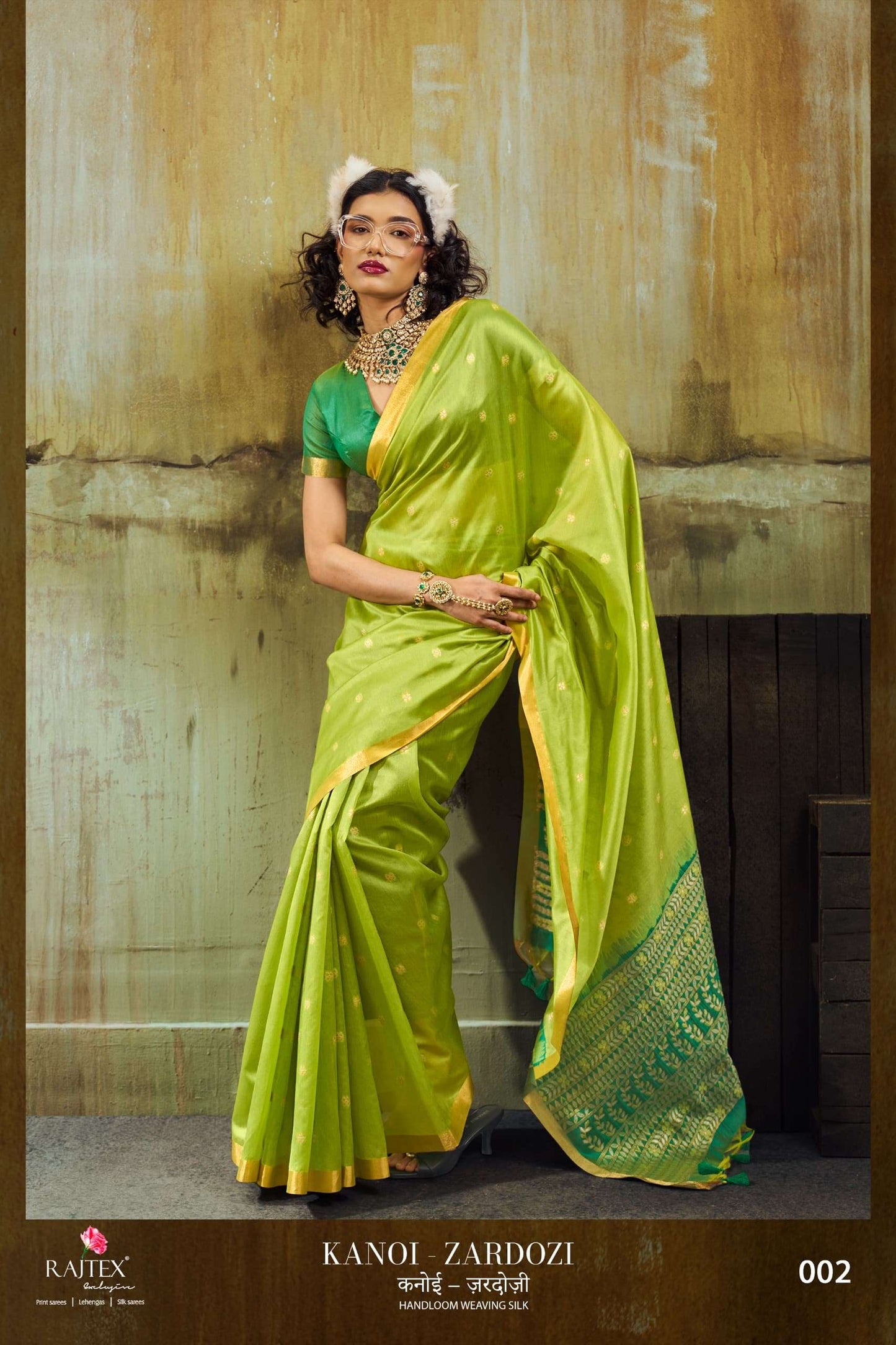Rajtex Kanoi Zardosi Tussar Silk Saree