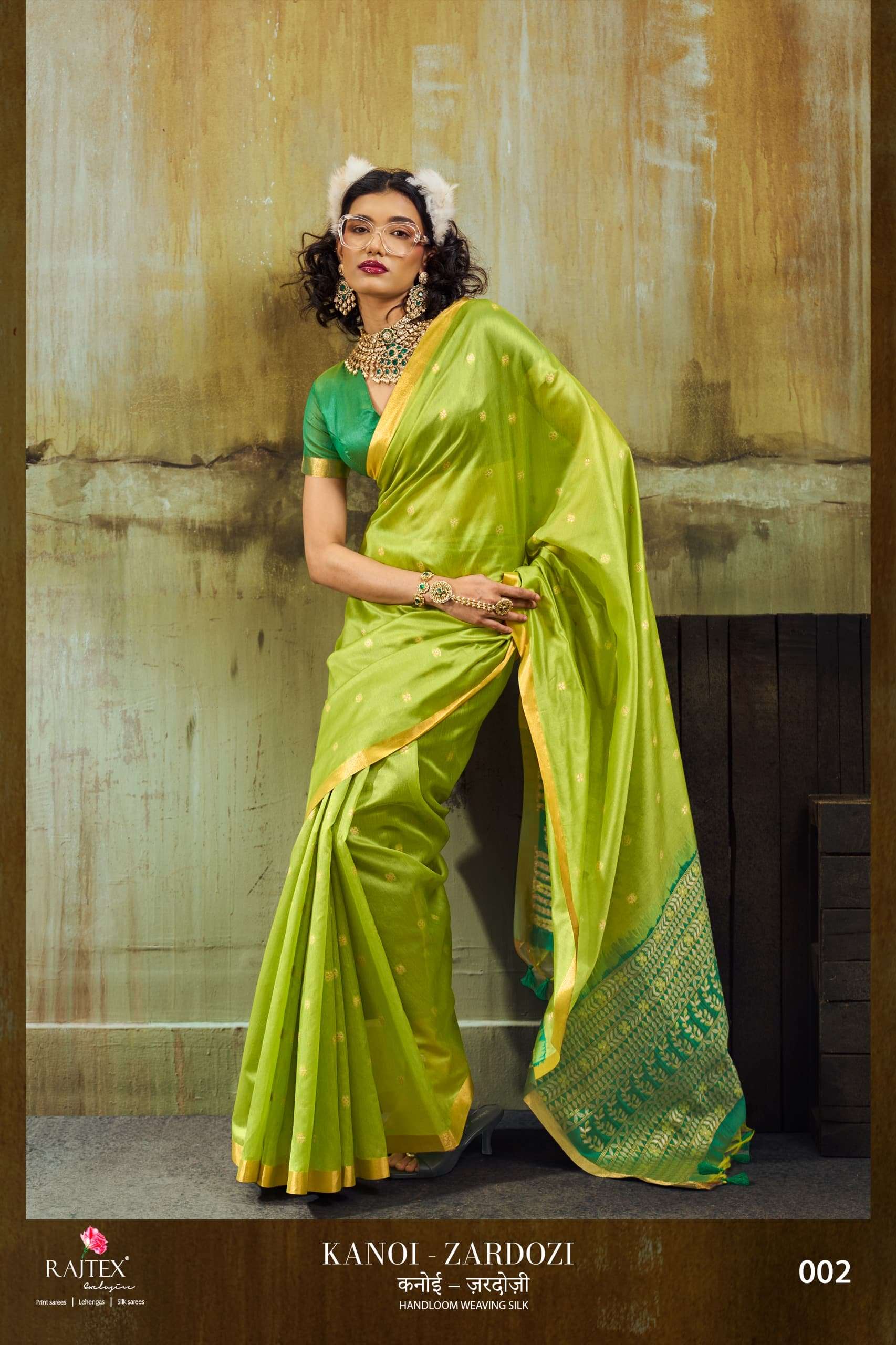 Rajtex Kanoi Zardosi Tussar Silk Saree