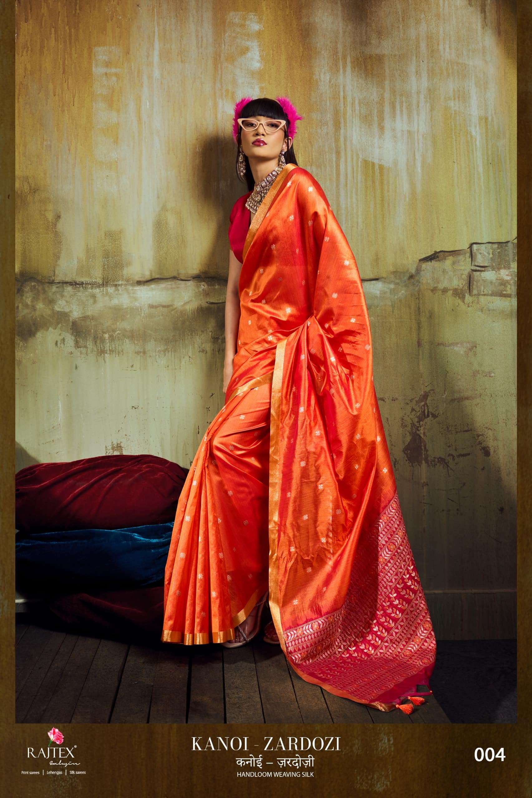 Rajtex Kanoi Zardosi Tussar Silk Saree