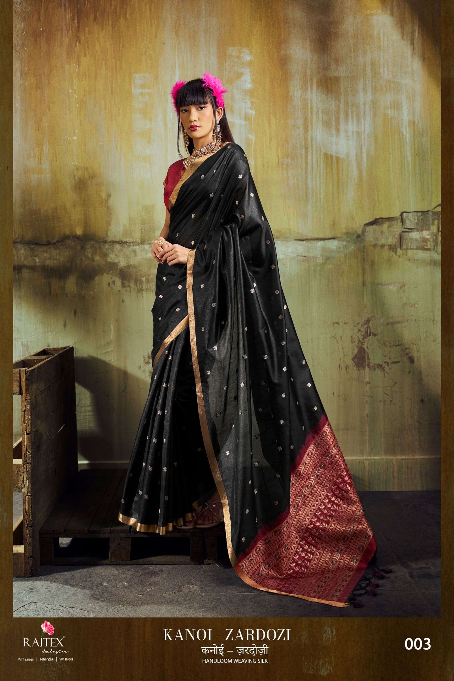 Rajtex Kanoi Zardosi Tussar Silk Saree