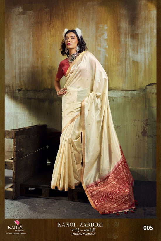 Rajtex Kanoi Zardosi Tussar Silk Saree