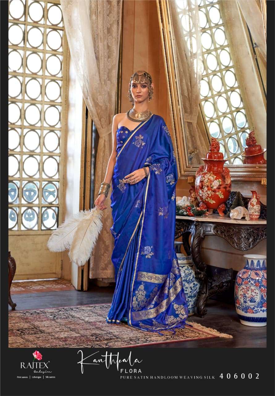 Rajtex Kanthkala Flora Satin Silk Digital Printed Saree