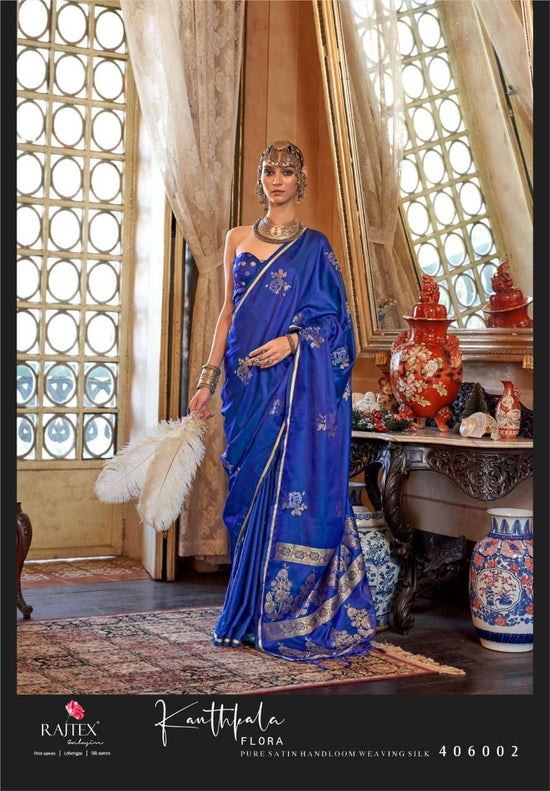 Rajtex Kanthkala Flora Satin Silk Digital Printed Saree
