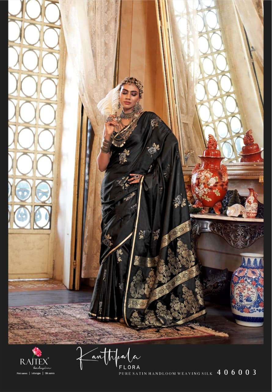 Rajtex Kanthkala Flora Satin Silk Digital Printed Saree
