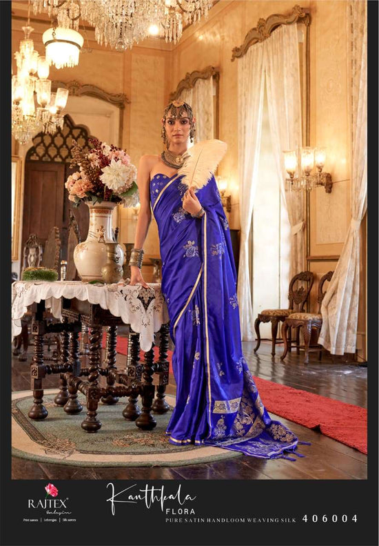 Rajtex Kanthkala Flora Satin Silk Digital Printed Saree