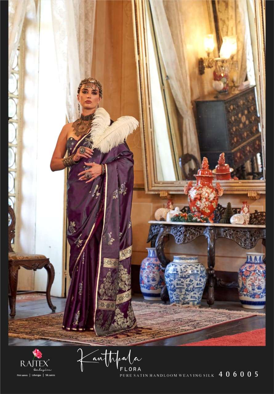 Rajtex Kanthkala Flora Satin Silk Digital Printed Saree