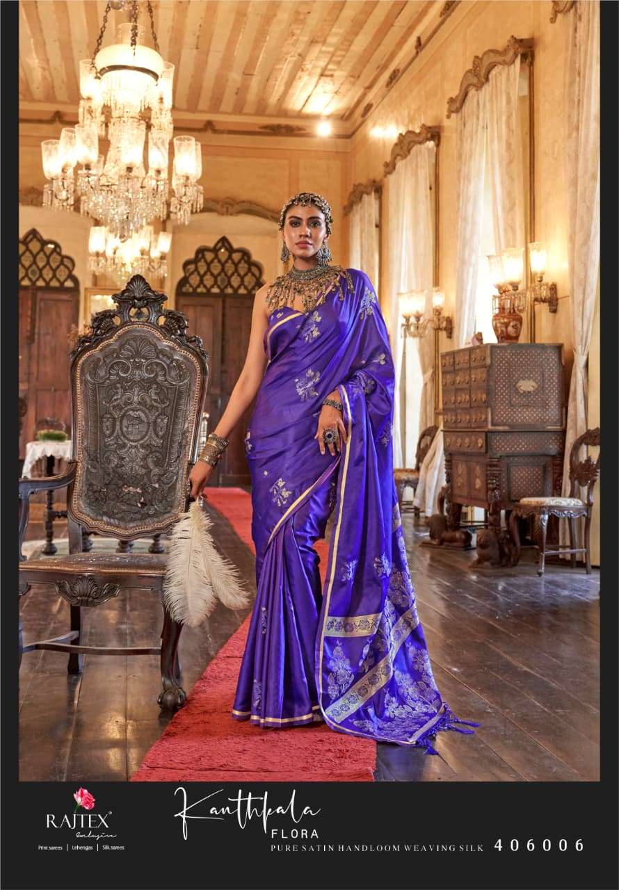 Rajtex Kanthkala Flora Satin Silk Digital Printed Saree