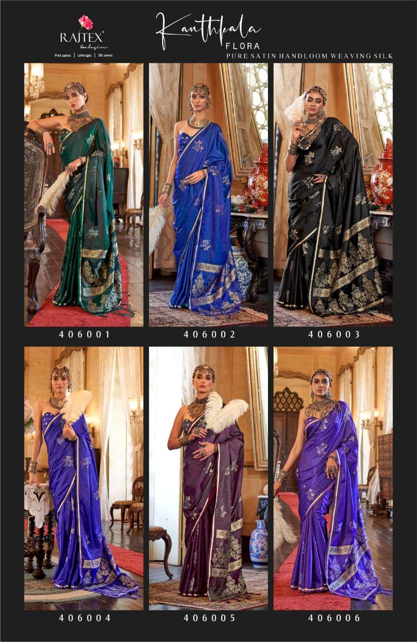 Rajtex Kanthkala Flora Satin Silk Digital Printed Saree