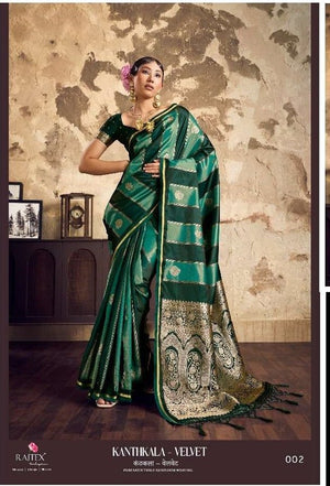 RAJTEX KANTHKALA VELVET Satin Printed Saree - Amrah Wholesale