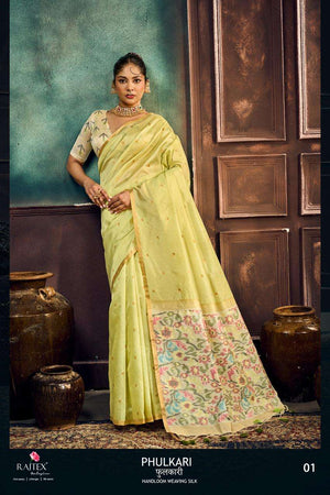 Rajtex Phulkari Handloom Weaving Silk Printed Saree