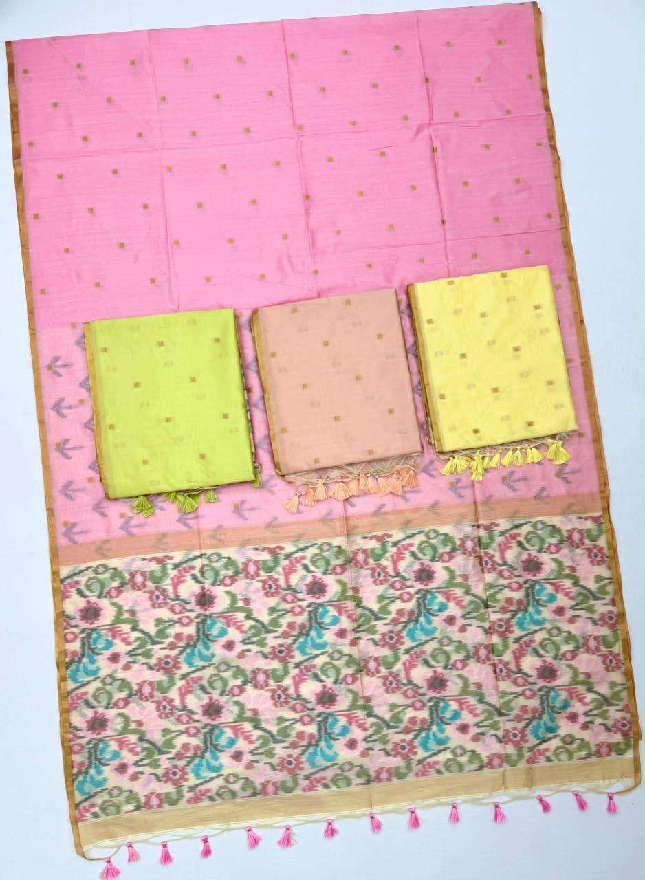 Rajtex Phulkari Handloom Weaving Silk Printed Saree