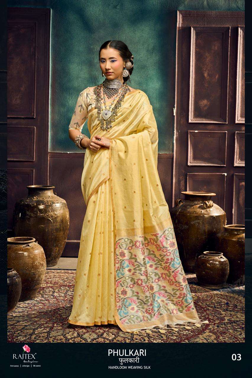Rajtex Phulkari Handloom Weaving Silk Printed Saree