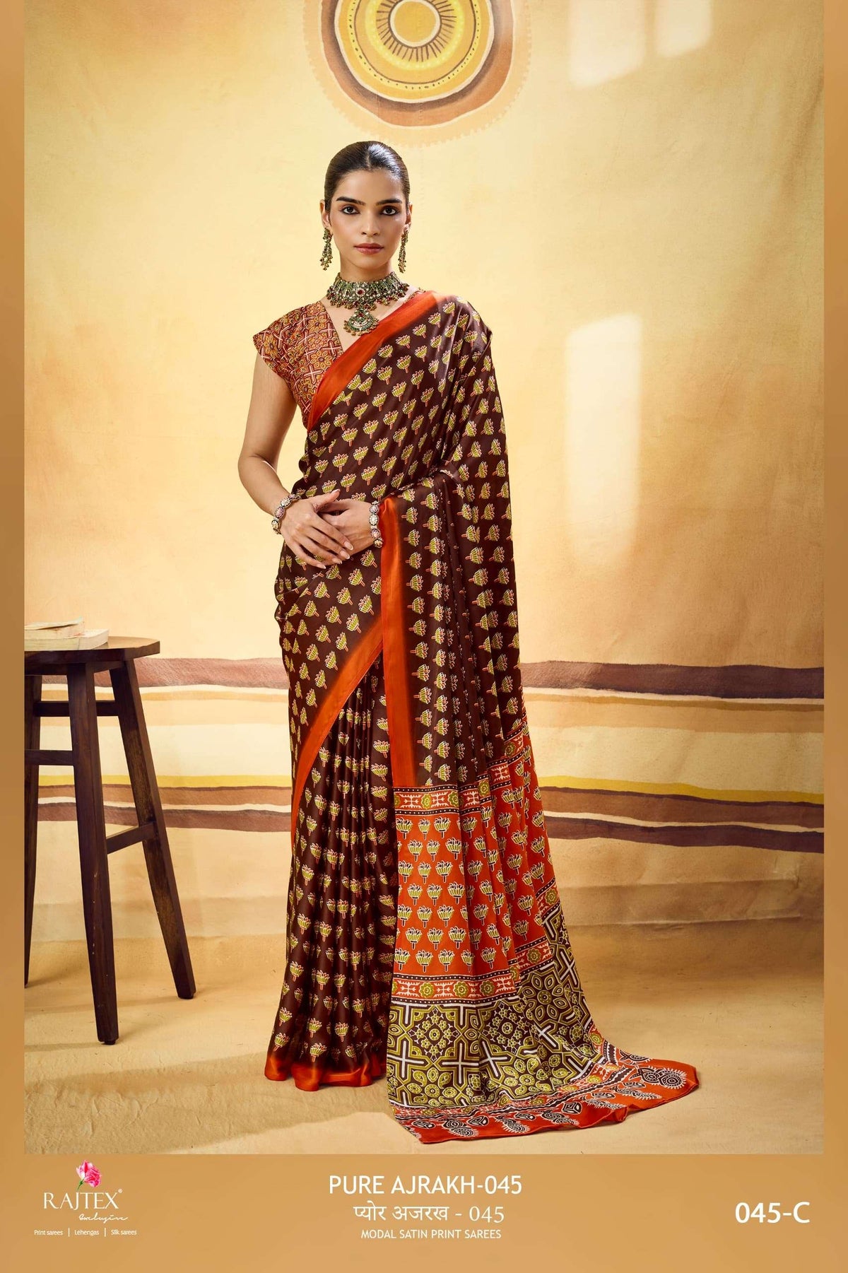 RAJTEX PURE AJRAKH VOL-45 Modal Satin Printed Saree