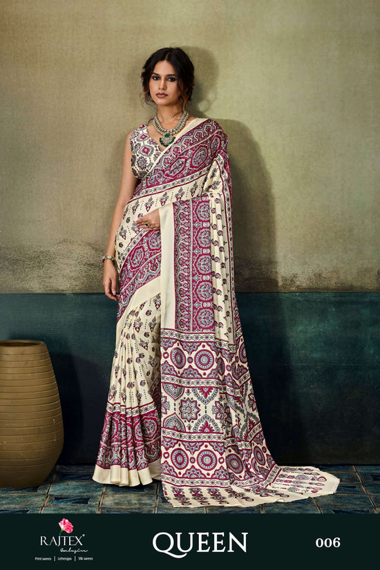 RAJTEX QUEEN Modal Satin Printed Saree