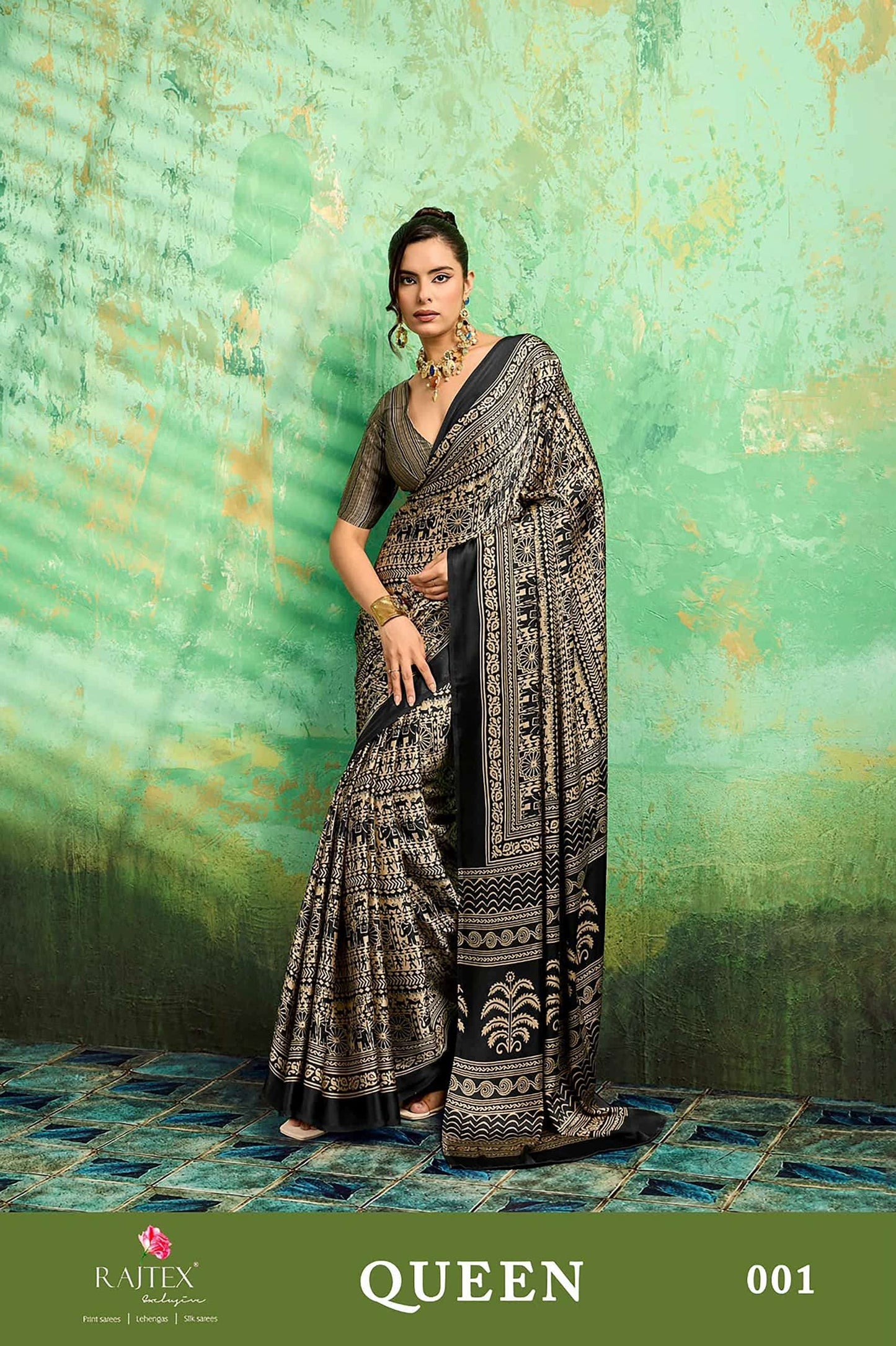 RAJTEX QUEEN Modal Satin Printed Saree