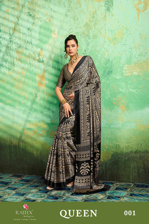 RAJTEX QUEEN Modal Satin Printed Saree