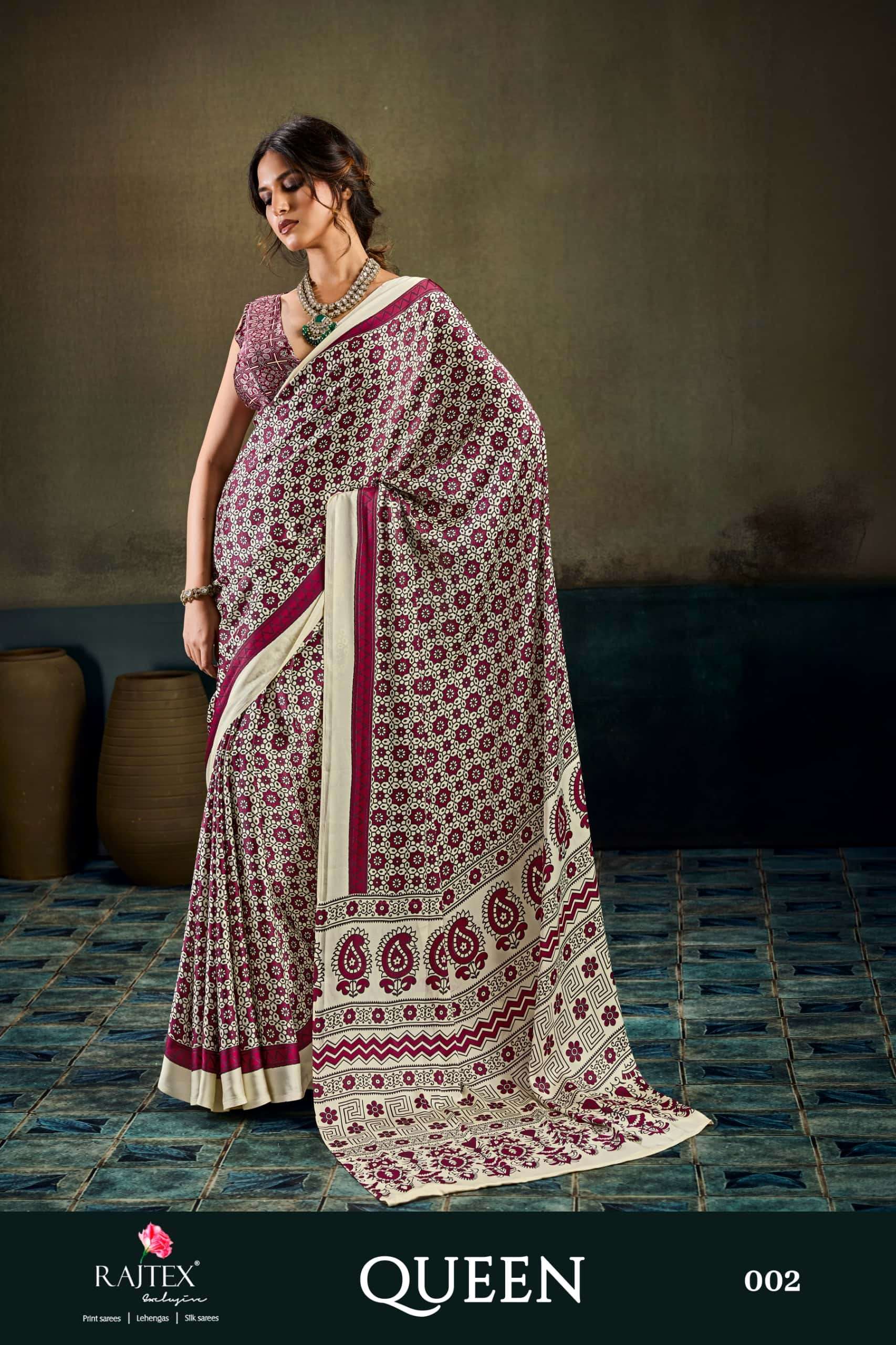 RAJTEX QUEEN Modal Satin Printed Saree